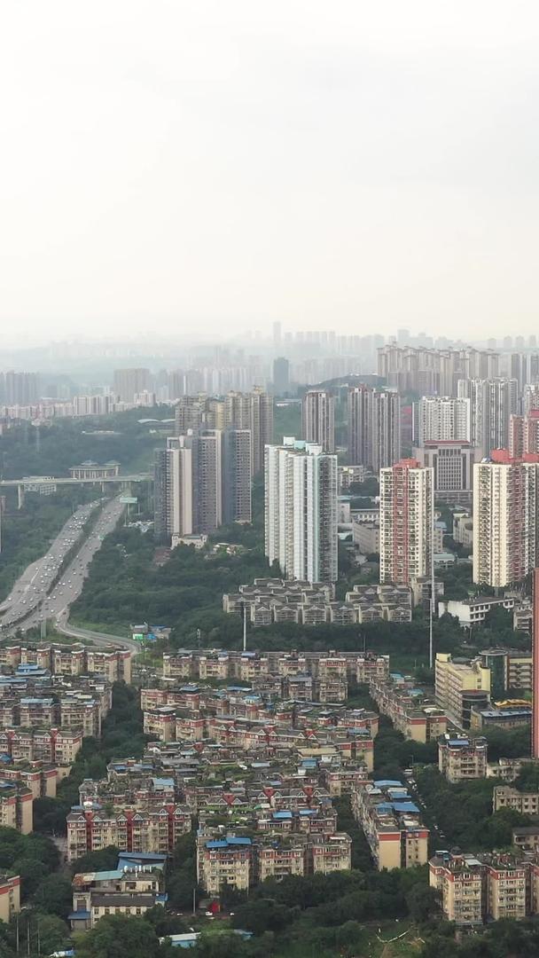 雾霾天气重庆江北区石马河航拍素材视频的预览图
