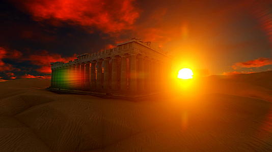 日落时在雅典卫城摧毁古雅典寺庙视频的预览图