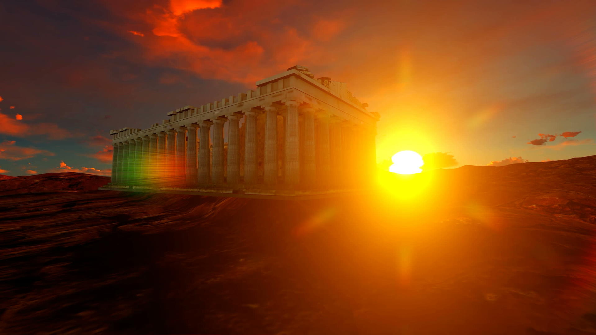 日落时的神灵古庙视频的预览图