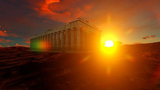 日落时的神灵古庙视频的预览图