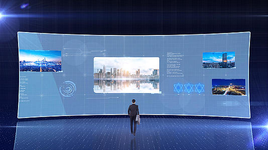 大气三维空间科技大弧屏展示AE模板视频的预览图