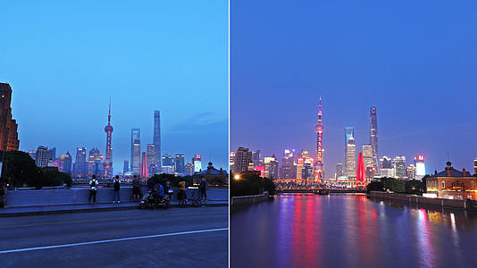 上海乍浦路桥日转夜延时视频的预览图