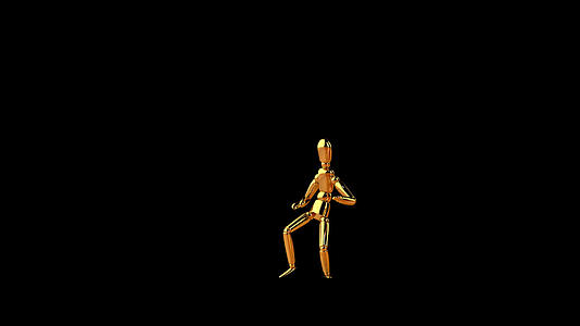 有趣的金色假人舞蹈无缝循环阿尔法频道视频的预览图
