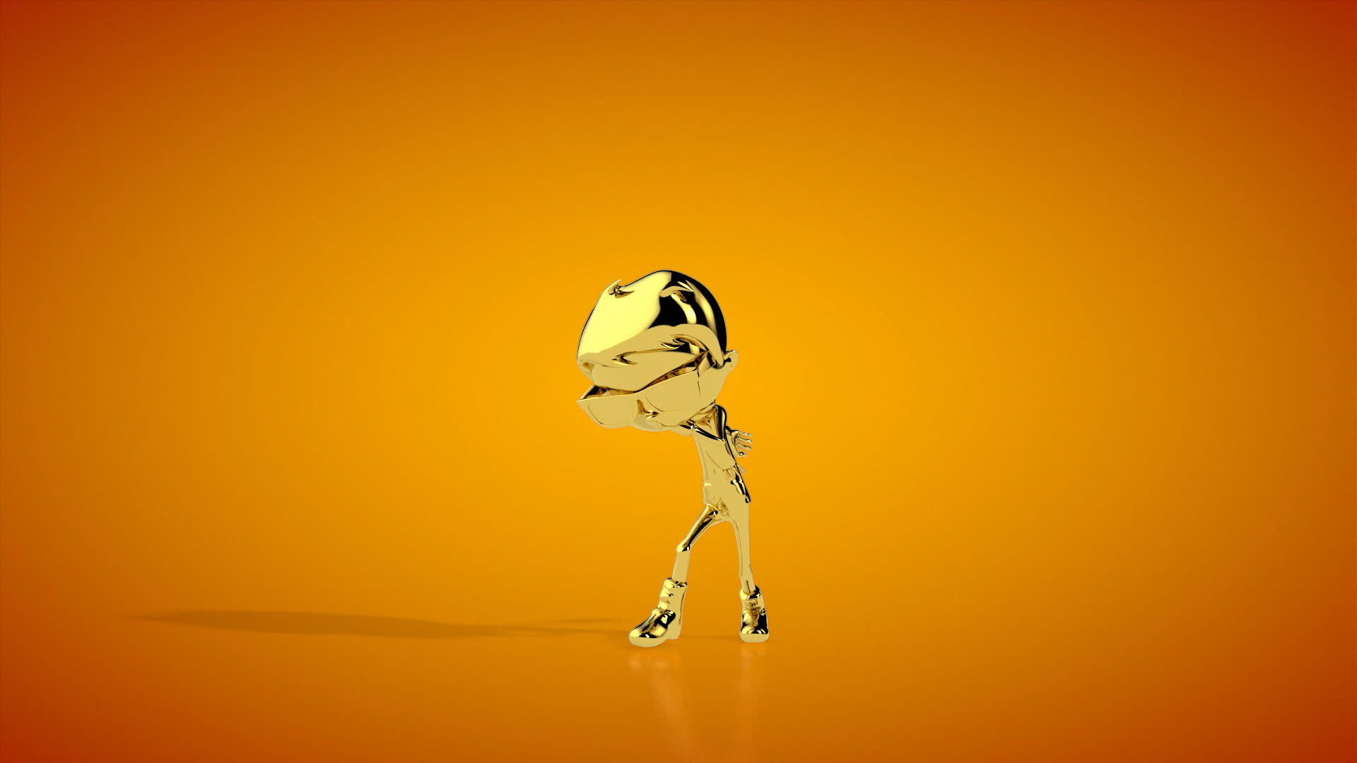 金色男孩舞蹈旋转无缝循环橙色工作室视频的预览图