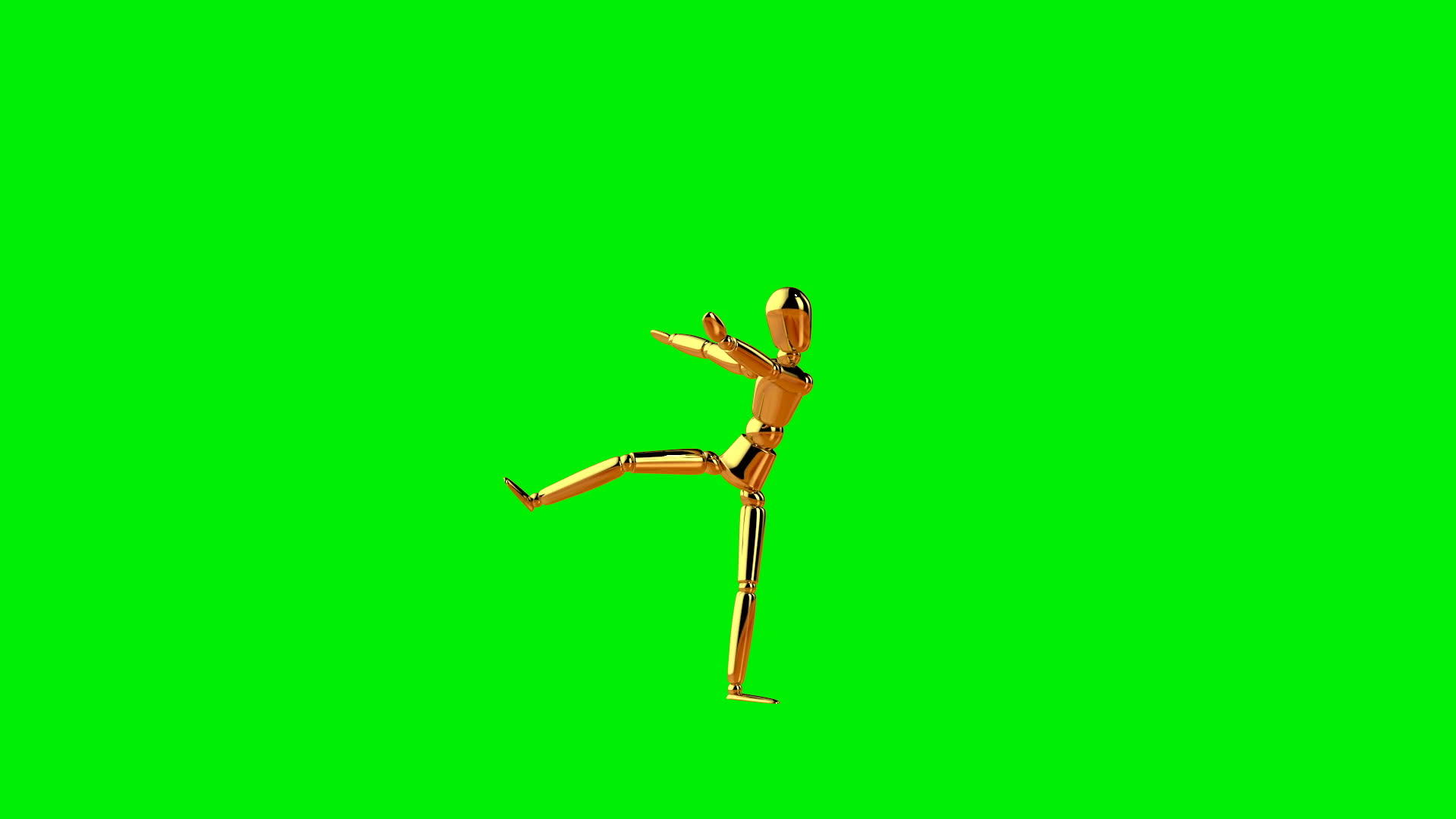 有趣的金色假人舞曲无缝环绕绿色屏幕视频的预览图