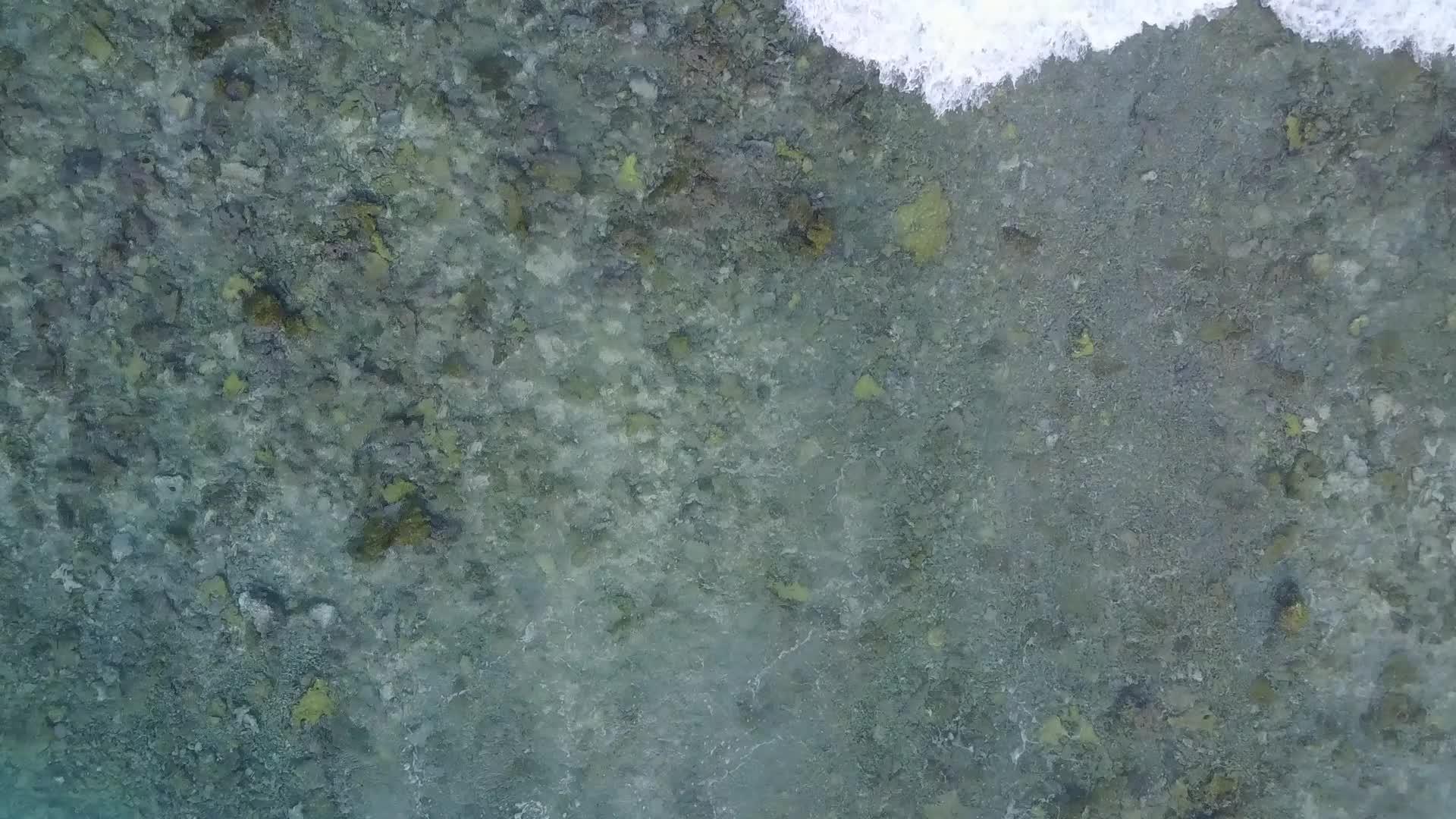 蓝色环礁湖和靠近珊瑚礁的白色海滩背景视频的预览图