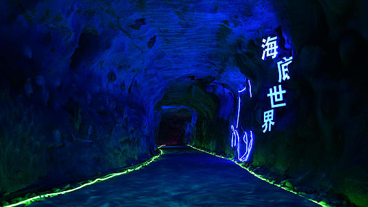 山东省临沂市5A级旅游萤火虫水洞海底世界灯光秀4k素材视频的预览图
