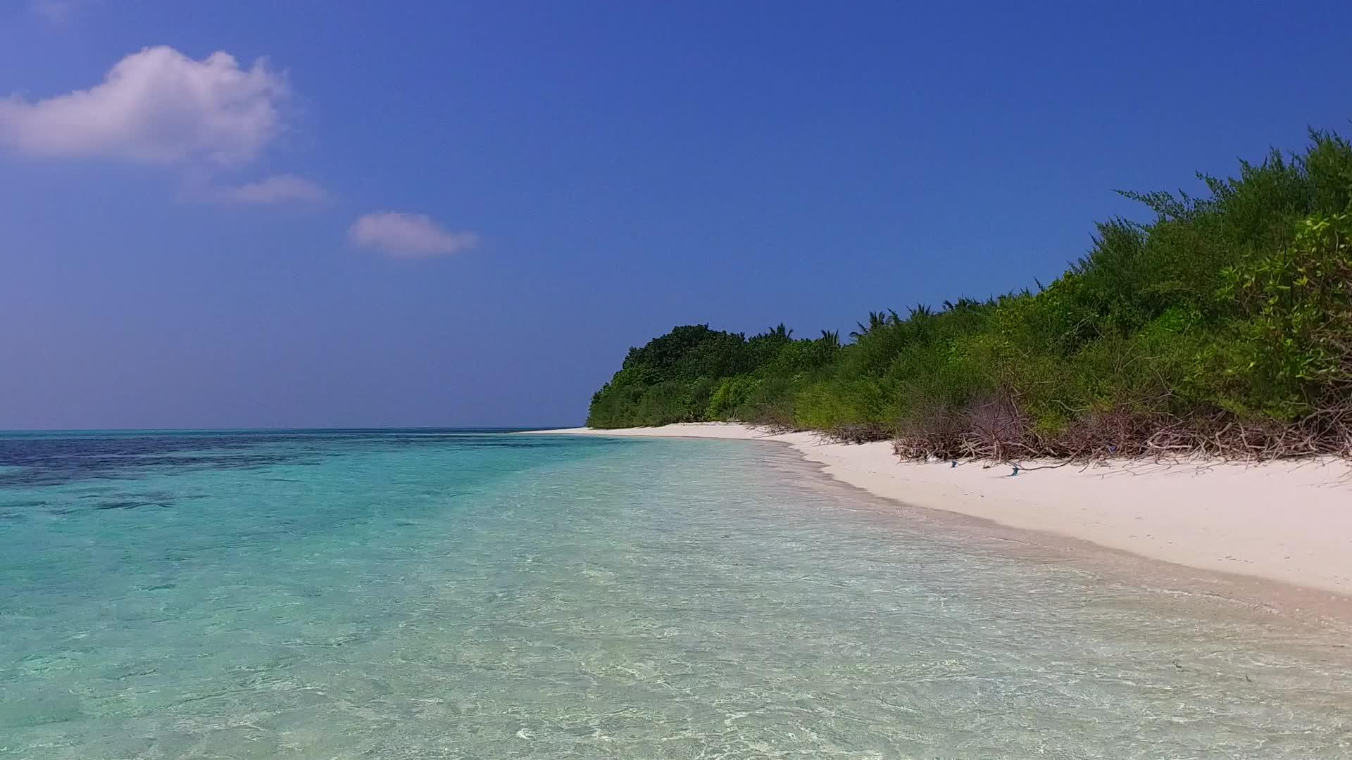 热带度假胜地海滩冒险蓝海和近波边的白色沙底背景视频的预览图