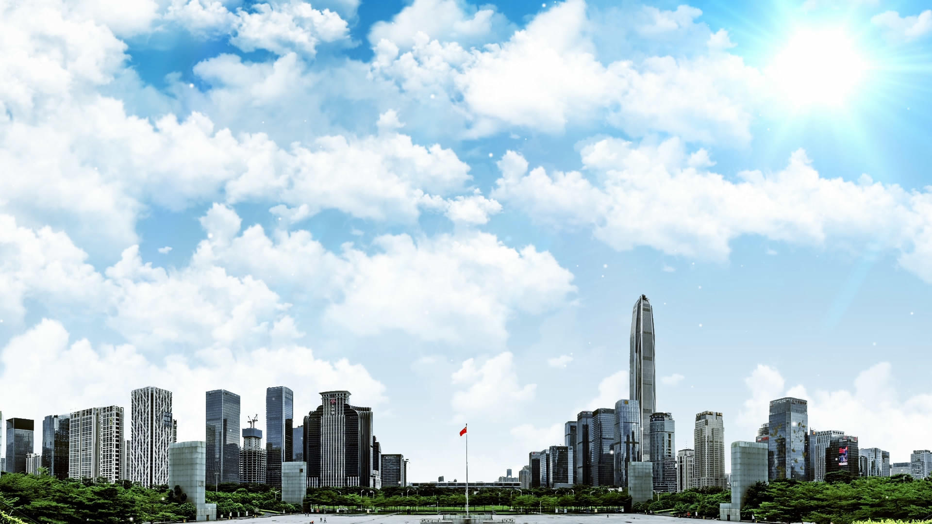 大气的城市天空背景素材视频的预览图