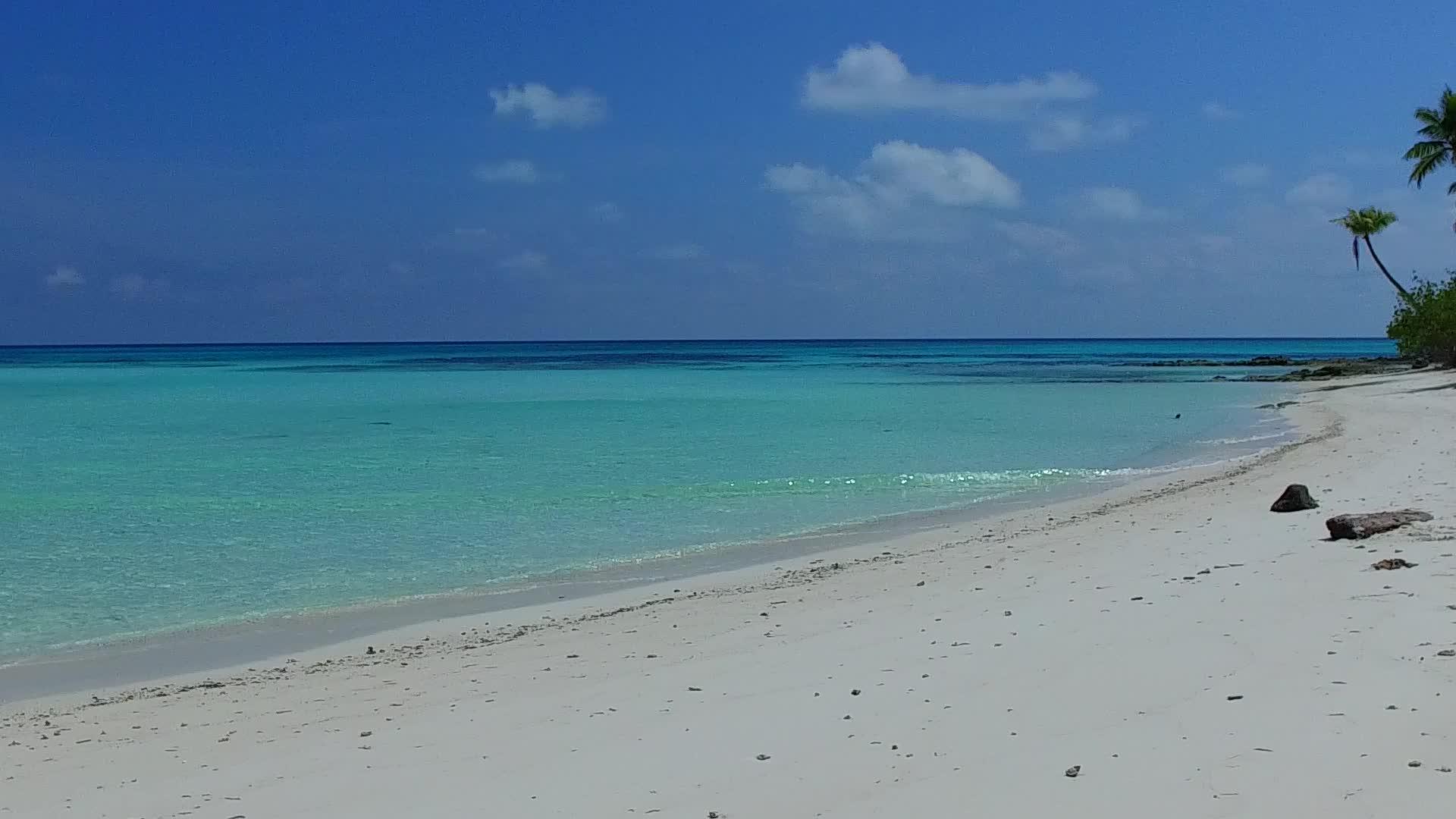 在珊瑚礁附近的海滩之旅中有白色的海滩背景和蓝色的水视频的预览图