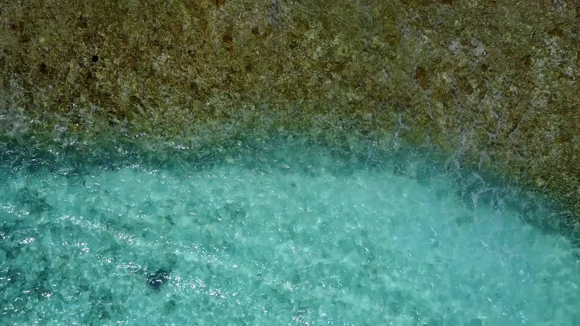 在海浪附近透明的环礁湖以白沙为背景视频的预览图