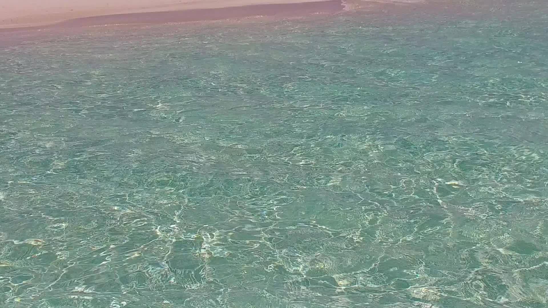 宁静的岛屿海滩假日蓝绿色的海洋和珊瑚礁附近的白色沙沙背景视频的预览图