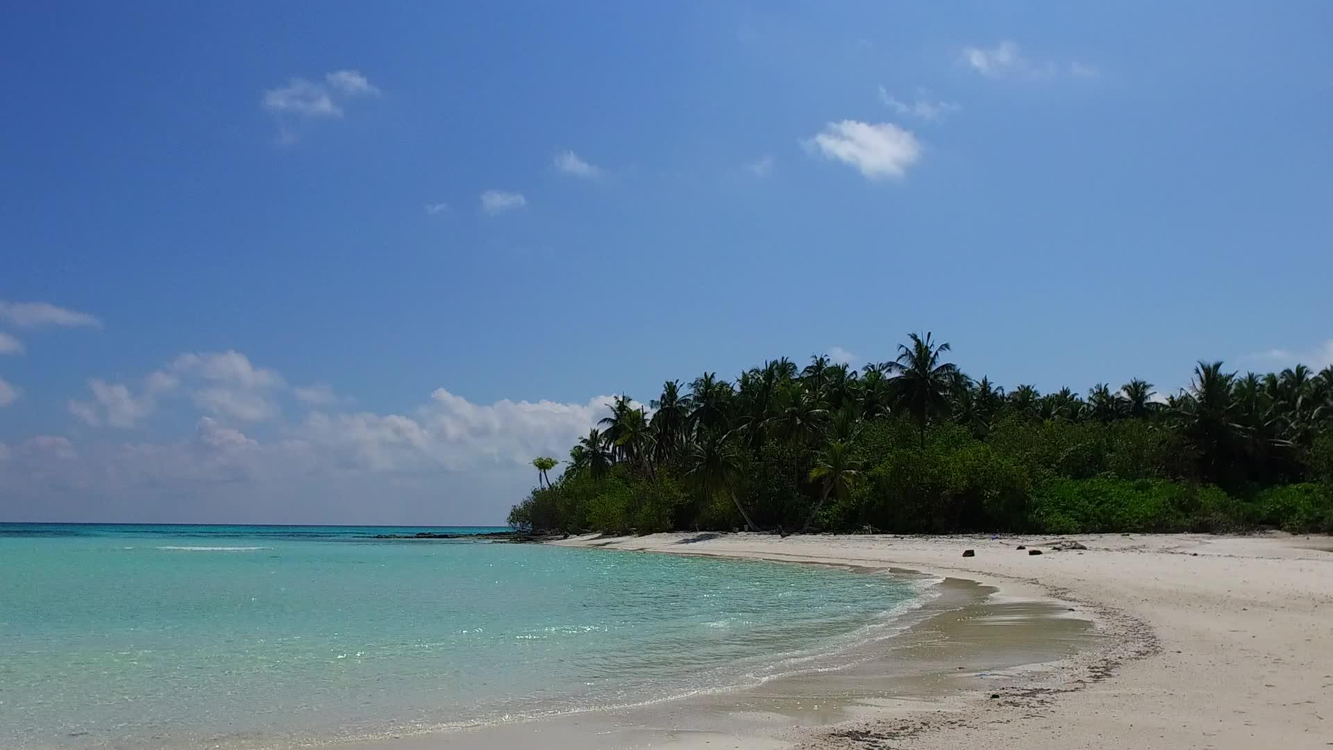 以绿色海洋和海滩附近的白沙为背景视频的预览图