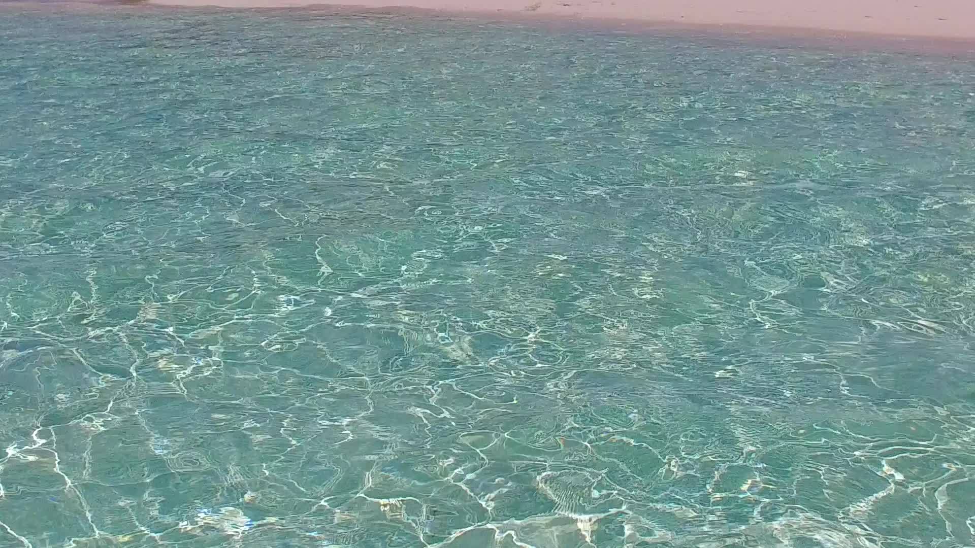 海洋海岸线海滩之旅的阳光天空在礁石附近有干净的沙子视频的预览图