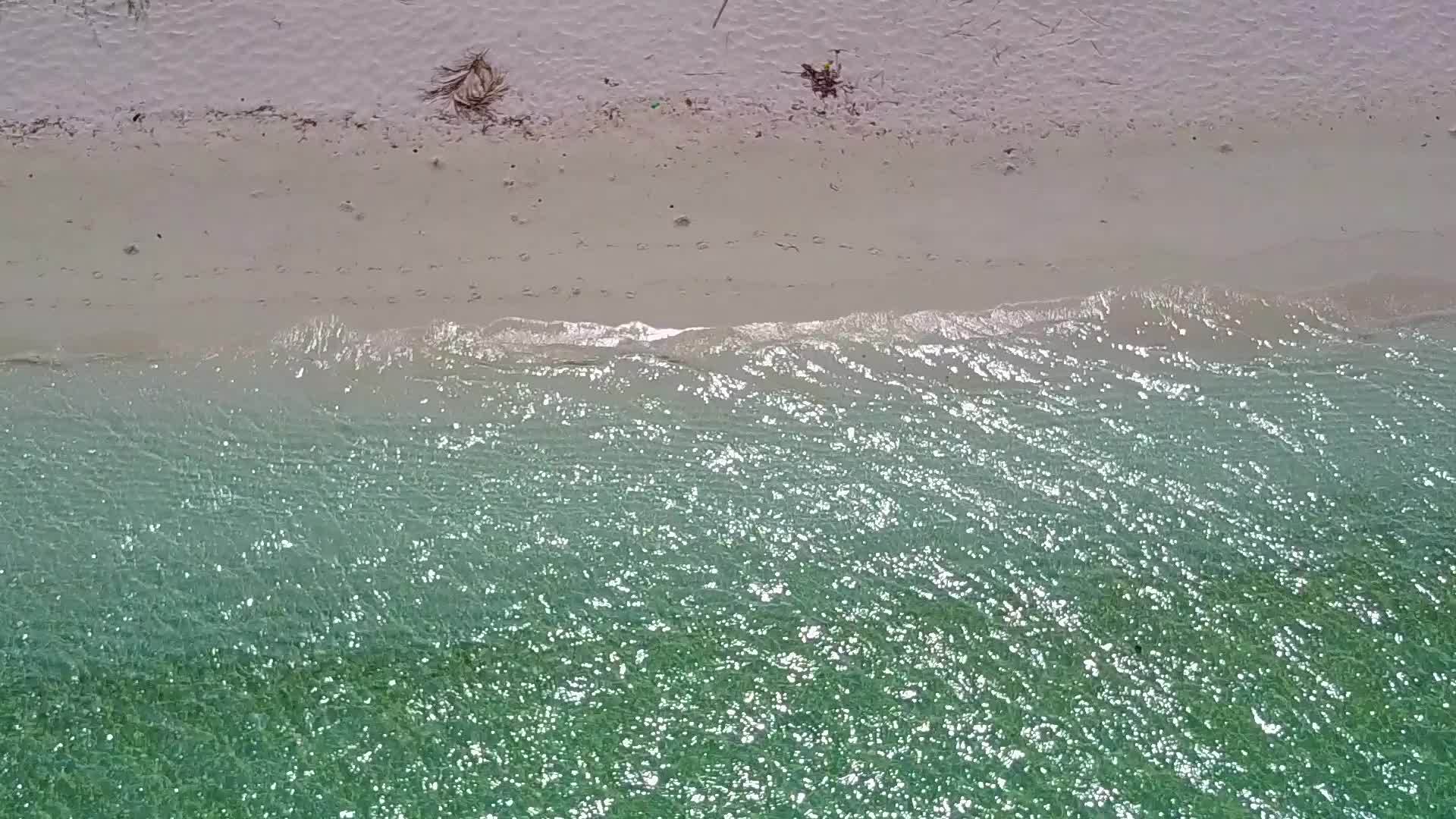 沙洲附近的沙背景的水蓝色海水中田园诗般的泻湖海滩度假度假视频的预览图
