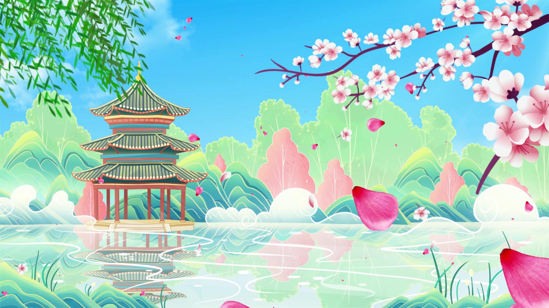 中国风春天背景视频视频的预览图