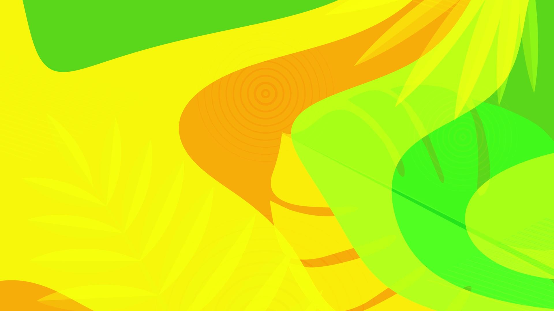 夏季多彩背景4k带有热带叶片的平板动画环形运动图形视频的预览图