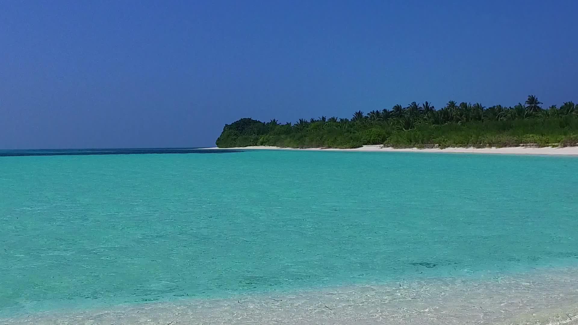 在度假胜地附近浅海旅游海滩上有白色沙滩背景视频的预览图