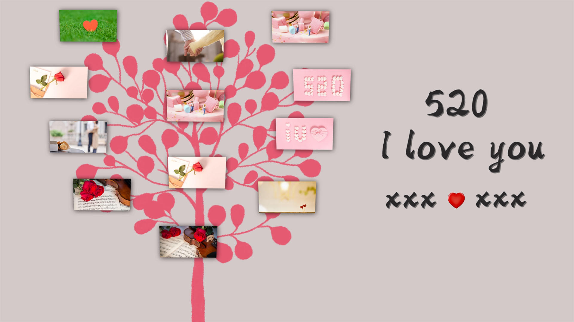 520粉红色树干演绎爱情故事婚礼相册ae模板视频的预览图
