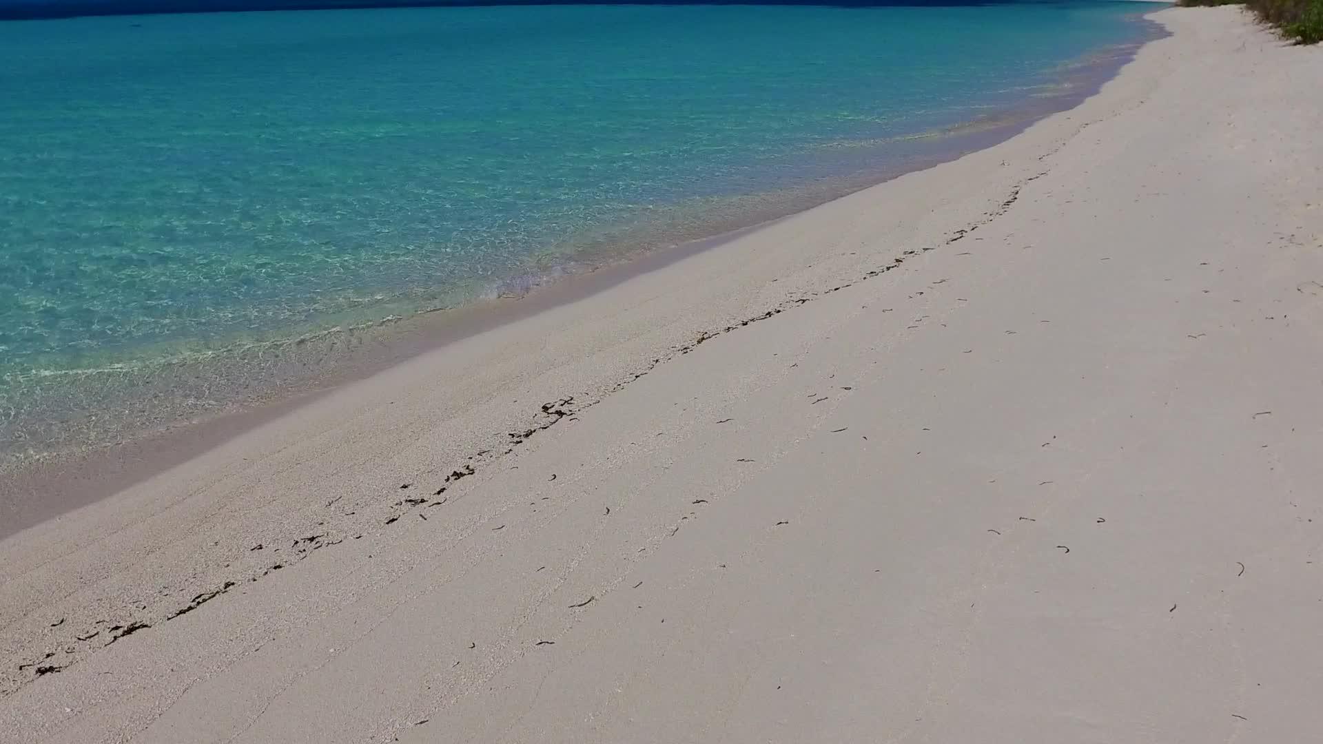 蓝色海洋和珊瑚礁附近的白沙背景是蓝色海洋的豪华岛屿海滩野生海滩视频的预览图