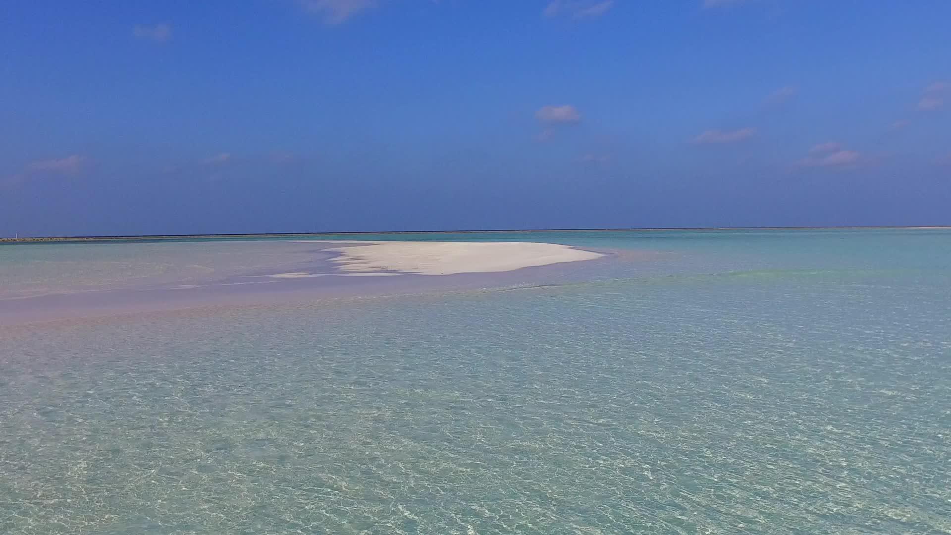 蓝海和白沙背景的野生生物海滩靠近度假胜地视频的预览图