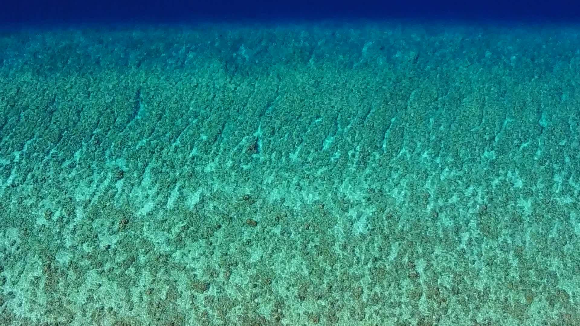 海底的蓝色海洋和海浪附近的白色沙子背景的宽角天空是安静的视频的预览图
