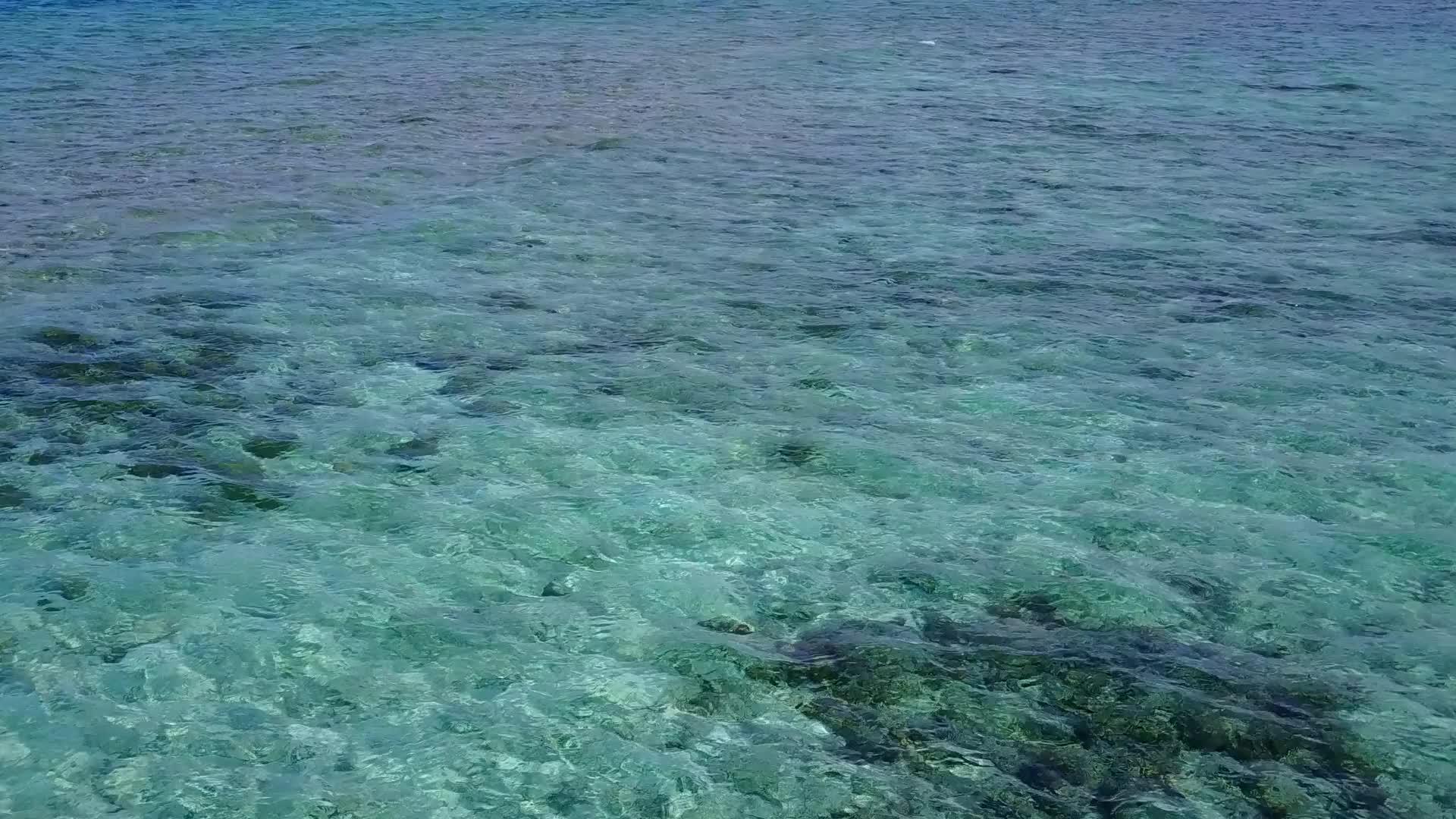 在阳光下白沙底的浅清海靠近外来环礁湖海滩视频的预览图