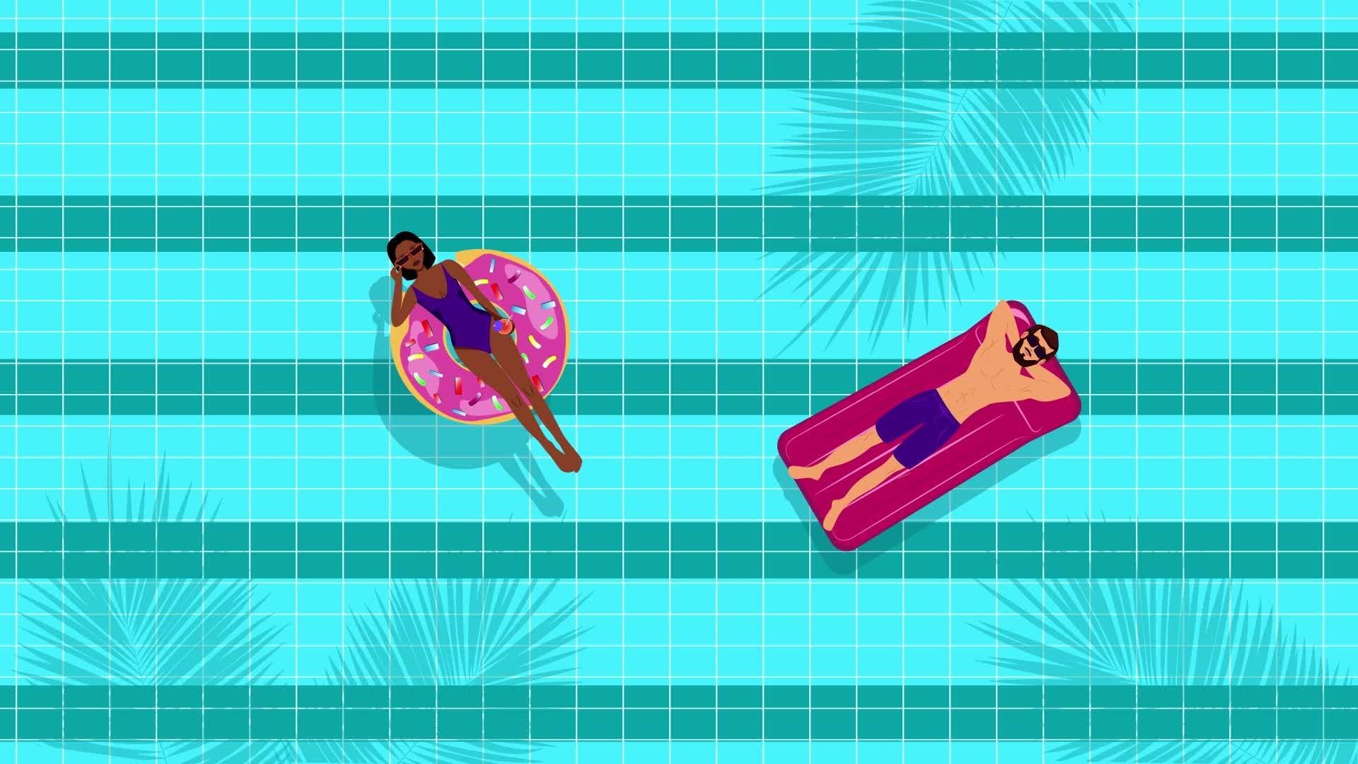 一个年轻的男人和一个非洲女人在游泳池里游泳视频的预览图