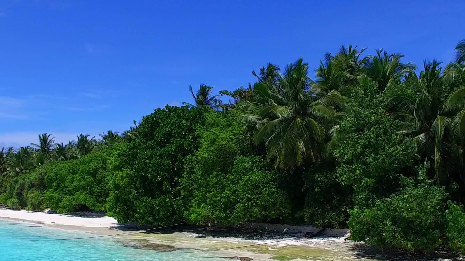 蓝绿色环礁和天堂岛海滩阳光下白色沙滩的背景视频的预览图