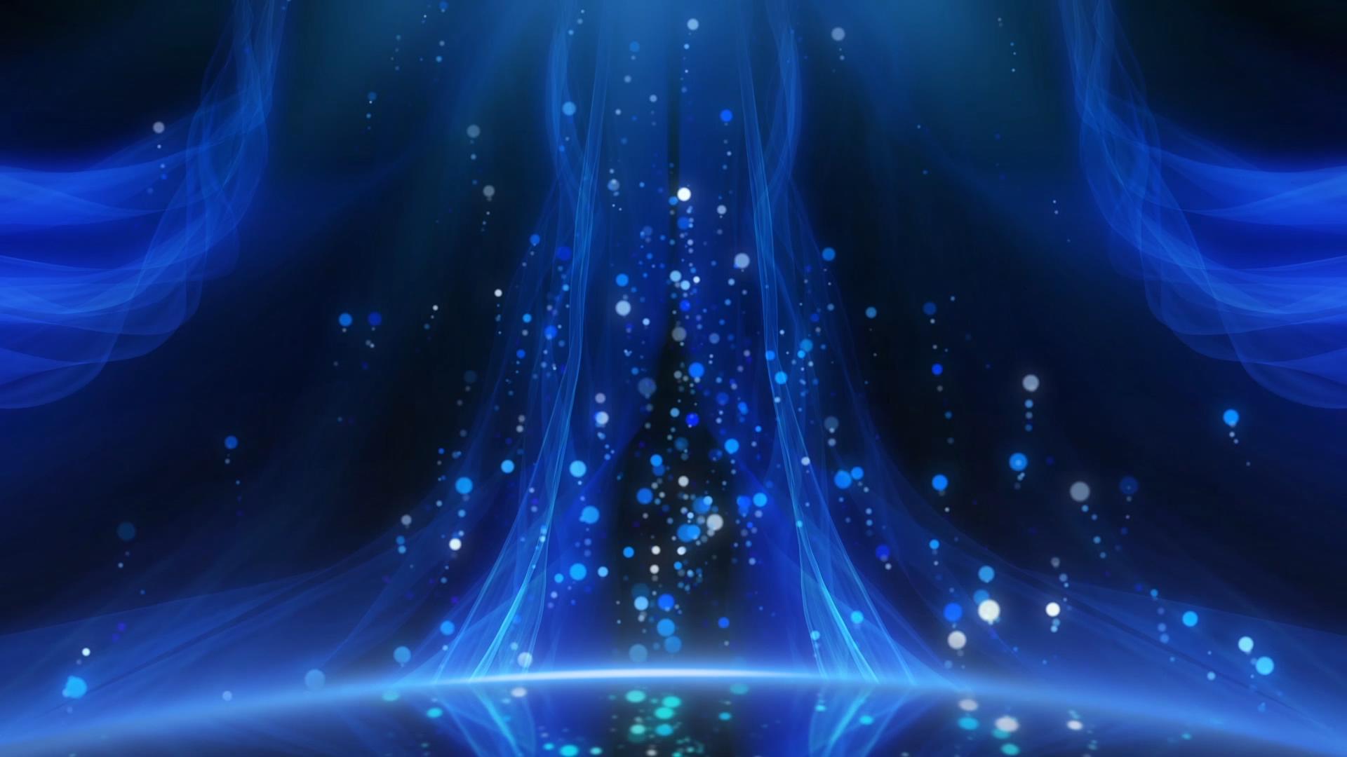 蓝色丝绸梦幻粒子光效视频的预览图