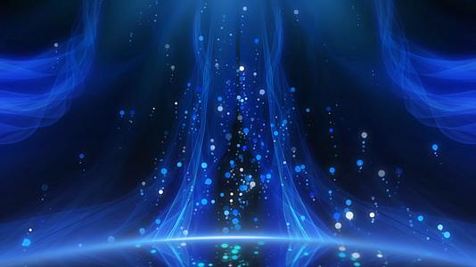 蓝色丝绸梦幻粒子光效视频的预览图
