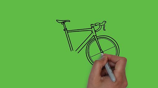 在抽象的绿色背景下绘制自行车颜色组合抽象的绿色背景视频的预览图