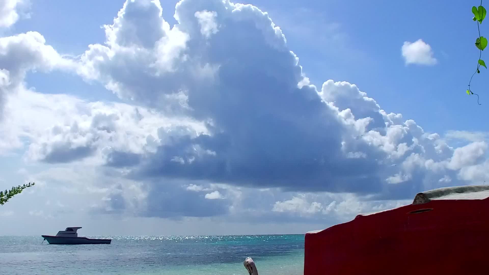 海滩附近的绿色海洋和白色沙滩底部的清空背景视频的预览图