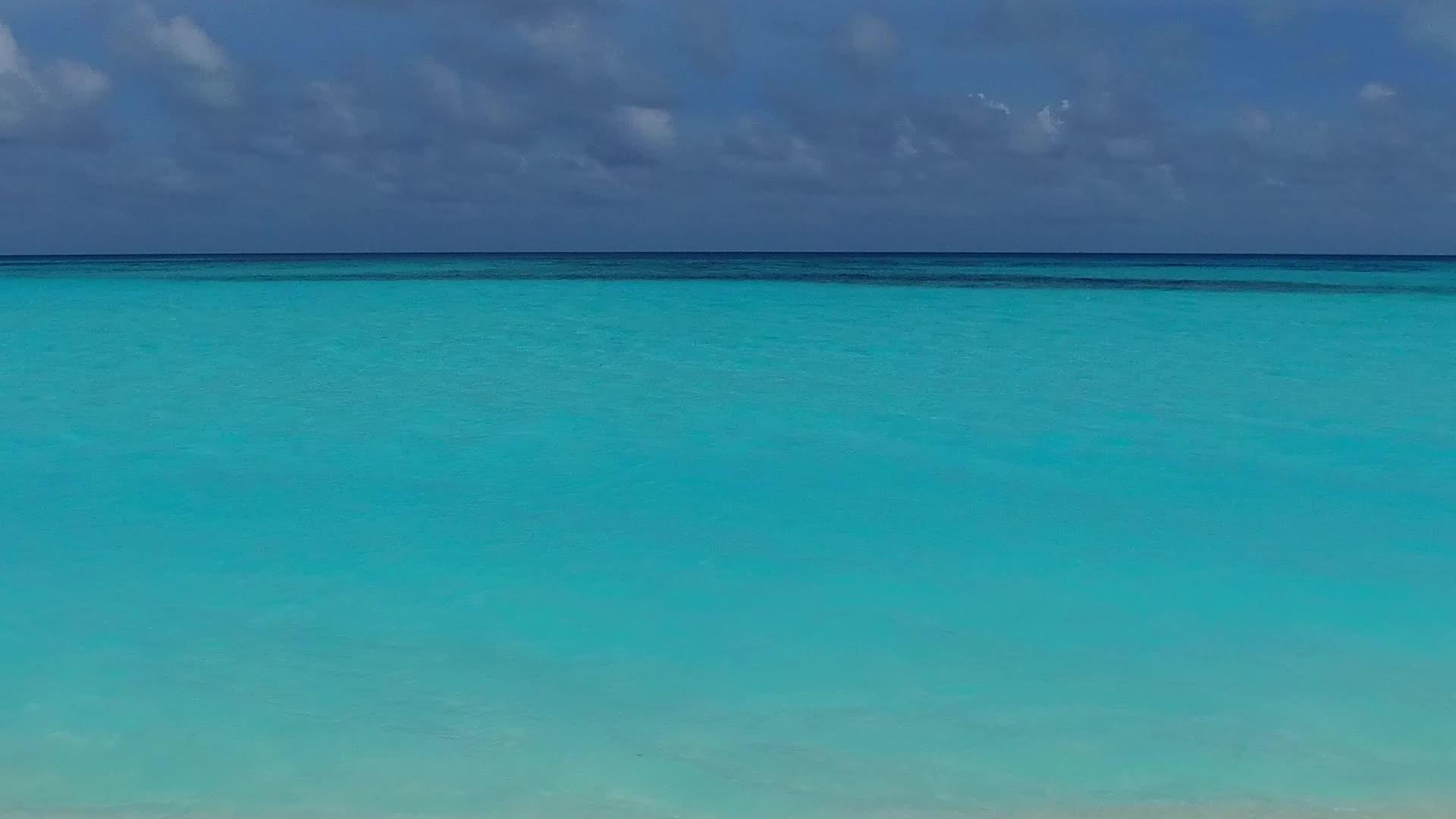 以白沙为背景的浅海在海浪附近美丽的海滩上冒险阳光视频的预览图