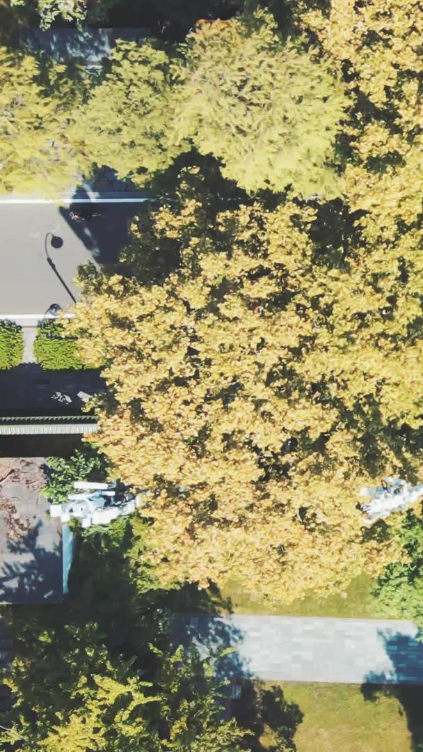 航拍城市秋季小区绿道入口材料视频的预览图