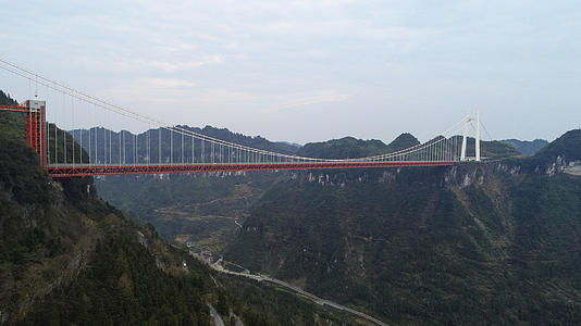 航拍湖南矮寨大桥延时摄影视频的预览图