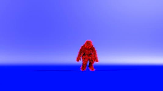 红色3D角色在紫色背景下跳舞视频的预览图