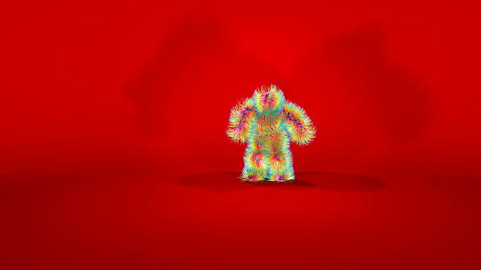 在红幕下以红色背景跳舞的神奇猴子人物视频的预览图