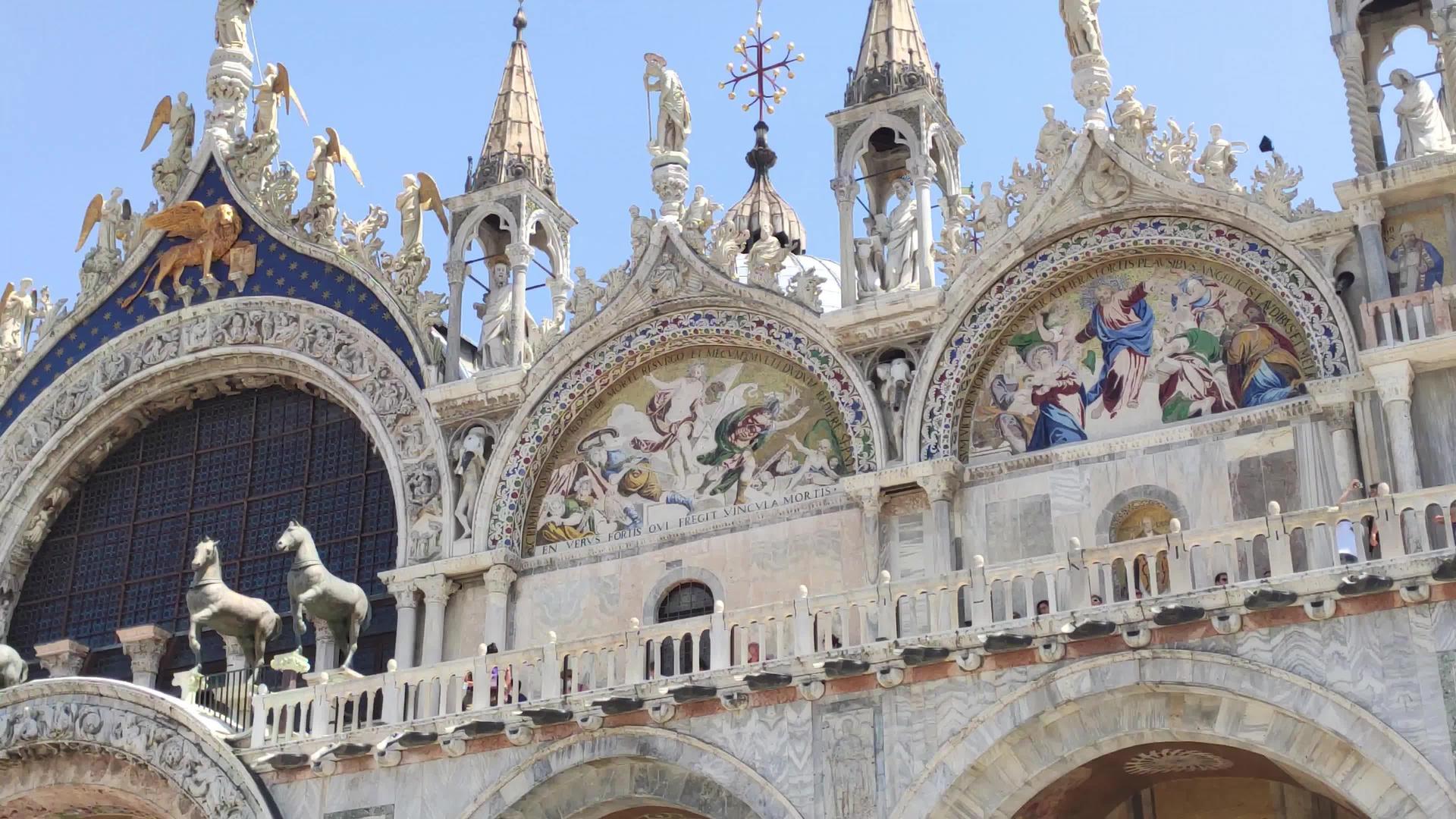 圣记大教堂的细节在意大利文Venice意大利文视频的预览图