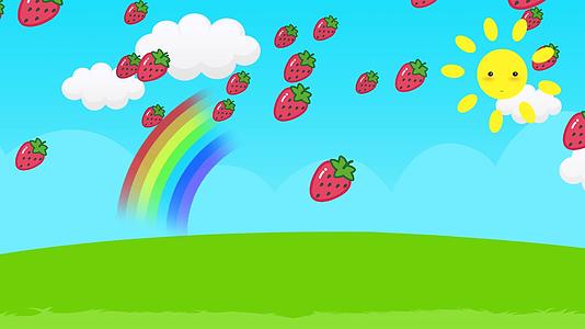 卡通草莓飘落背景视频视频的预览图