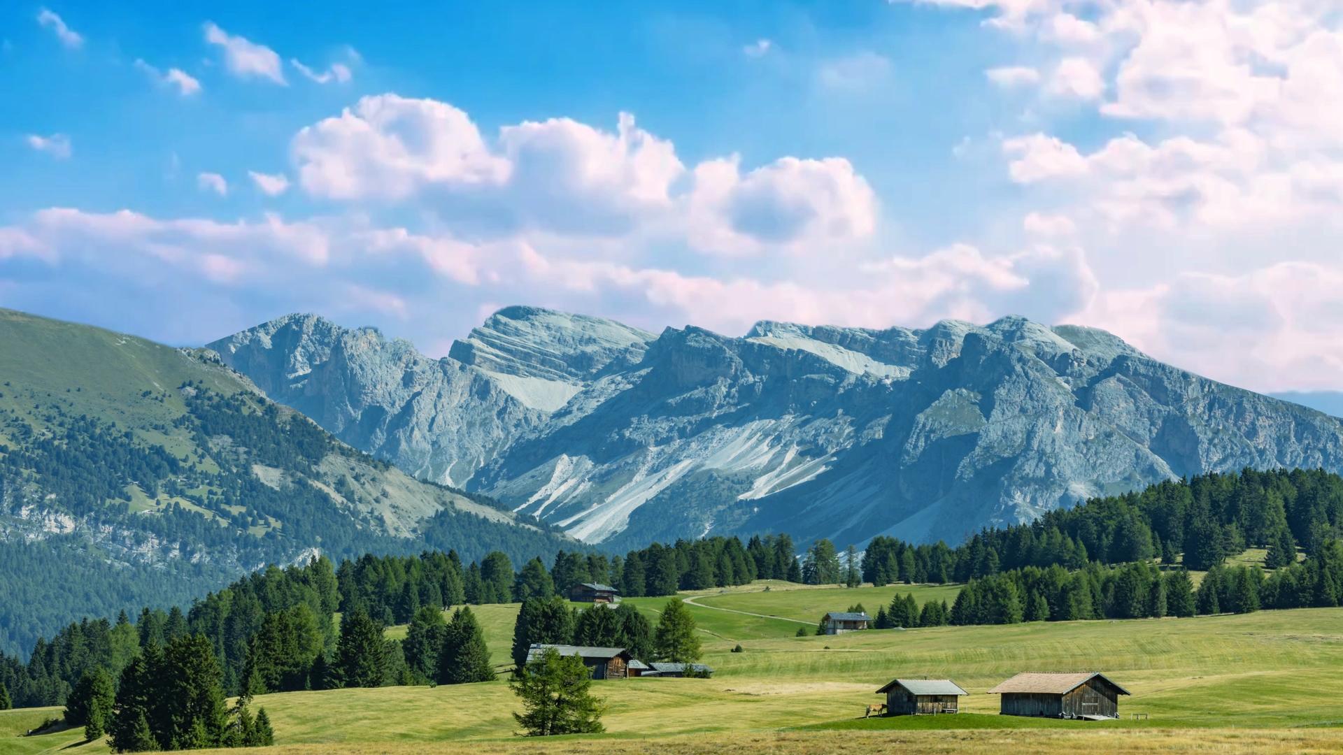 苏西高原山脉意大利多洛米蒂山区自然景观视频视频的预览图