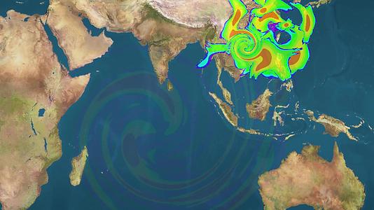 世界地图上的气象图跟踪飓风天气图视频的预览图