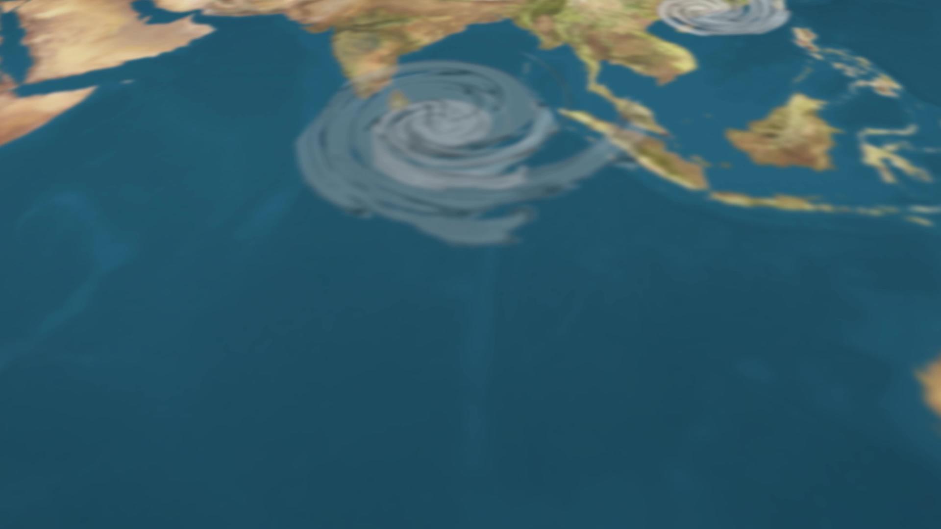 世界地图上的气象图跟踪飓风天气图视频的预览图