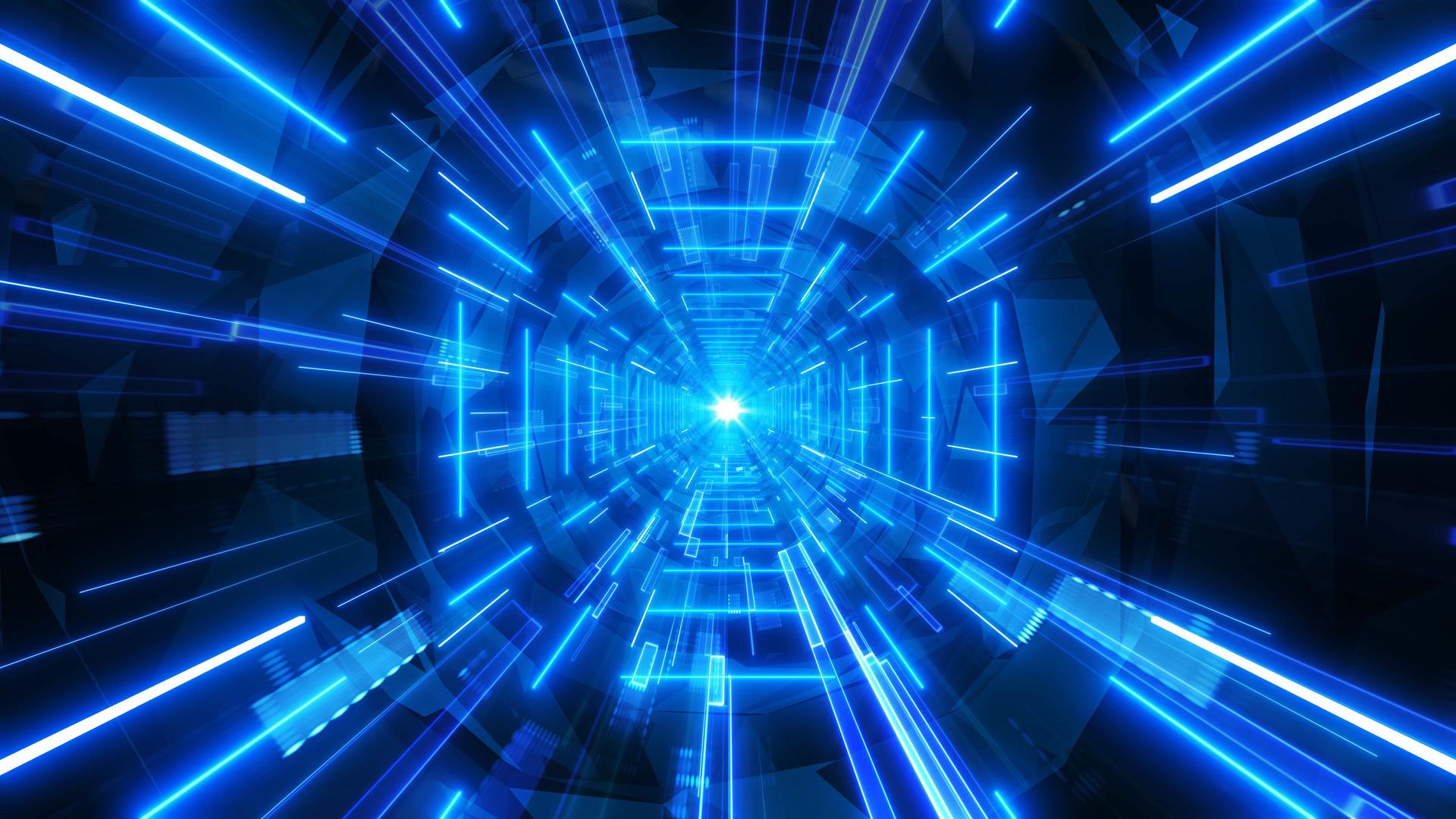 穿梭隧道的科幻炫光色块冲击旋转视频的预览图