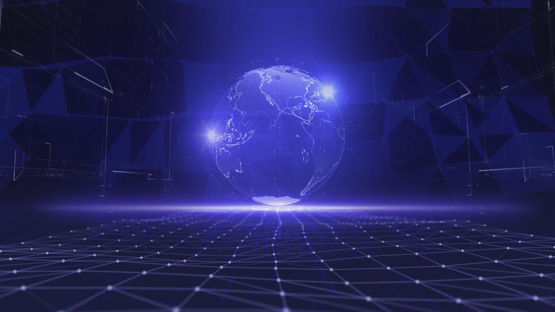科技地球网格背景视频的预览图