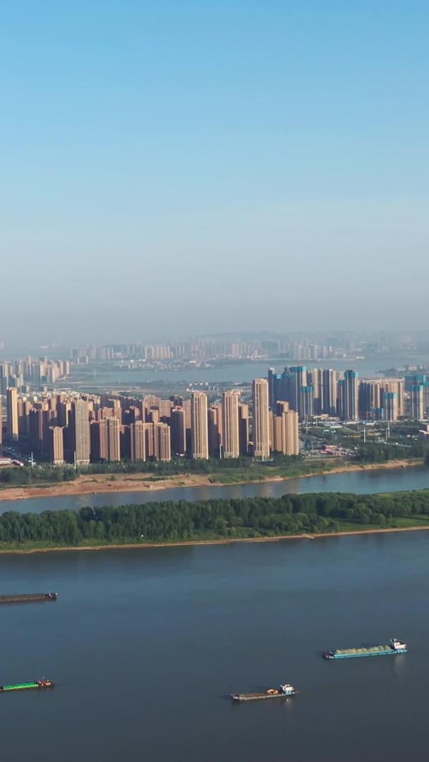 天兴洲岛的航拍城市风景长江上的素材视频的预览图