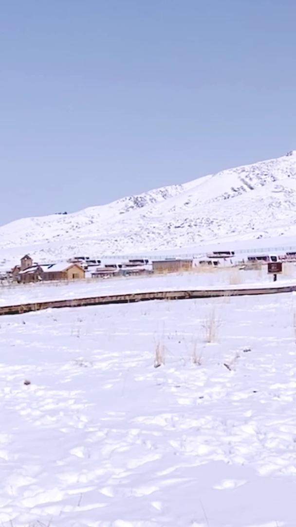 冬季新疆5A景区赛里木湖雪景视频的预览图