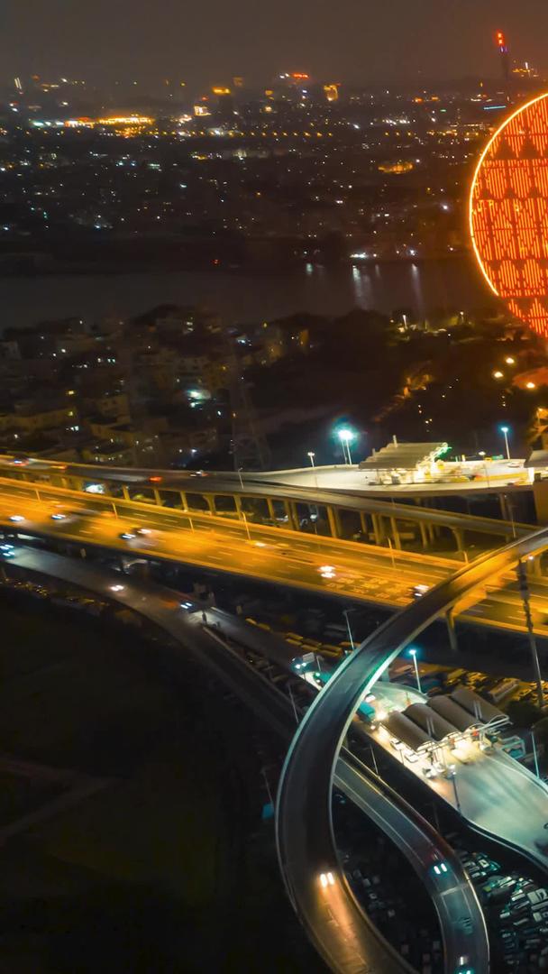 广州城市地标广州圆夜景航拍延迟视频的预览图