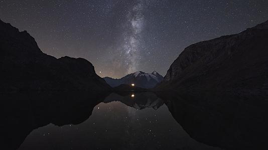 8K湖泊山脉星空银河延时视频的预览图