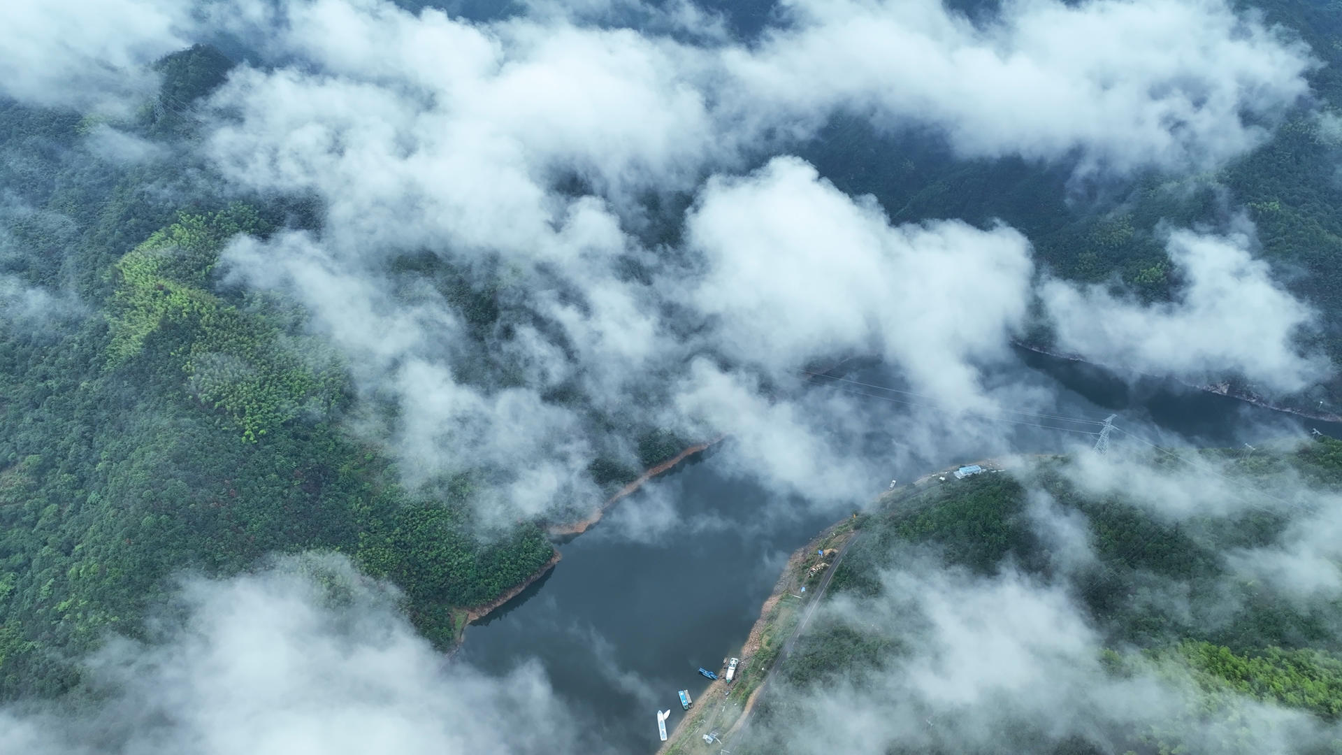 浙江丽水潍云仙都云海湖景自然风光4k素材视频的预览图